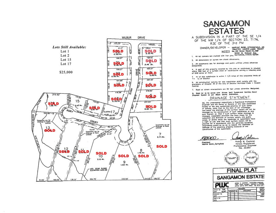 Plat of Sangamon Estates
